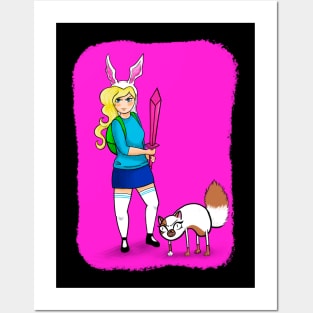 the courageous Fionna and Cake ready for combat Posters and Art